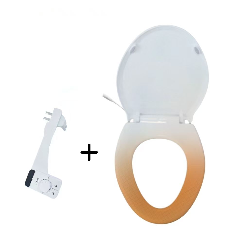 Bathroom Slow-Close Heated Toilet Seat Bidet  with LED Night Light Combination With Bidet Attachment