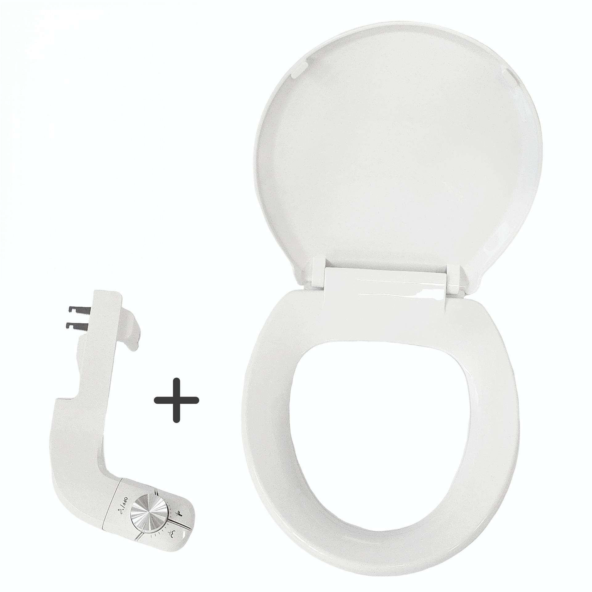 Non Electric Slow-Close Toilet Seat Cover  Combination With Bidet Attachment
