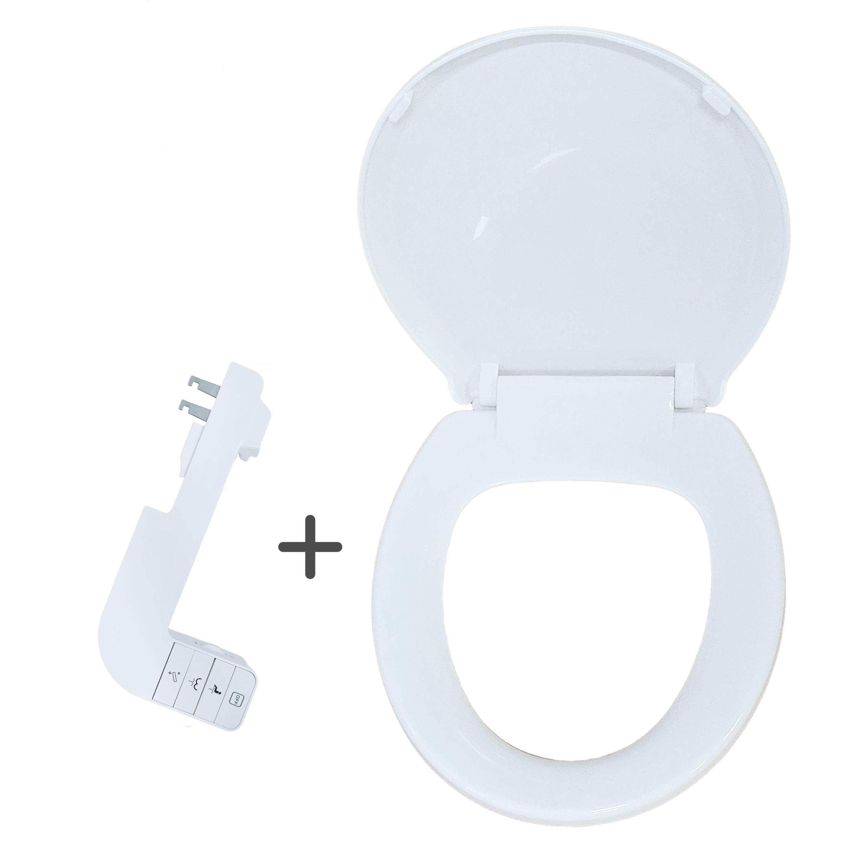 Non Electric Slow-Close Toilet Seat Cover Combination With Bidet Attachment